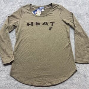 Miami Heat NBA‎ Women's M Scoop Neck Long Sleeve Tee Tan New